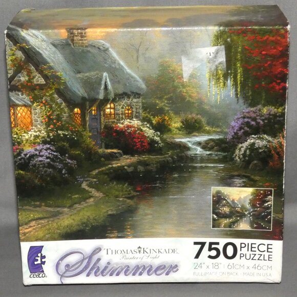 Ceaco Thomas Kincade Shimmer Jigsaw Puzzle A Quiet Evening 750 Piece 24 x 18 - Picture 1 of 4